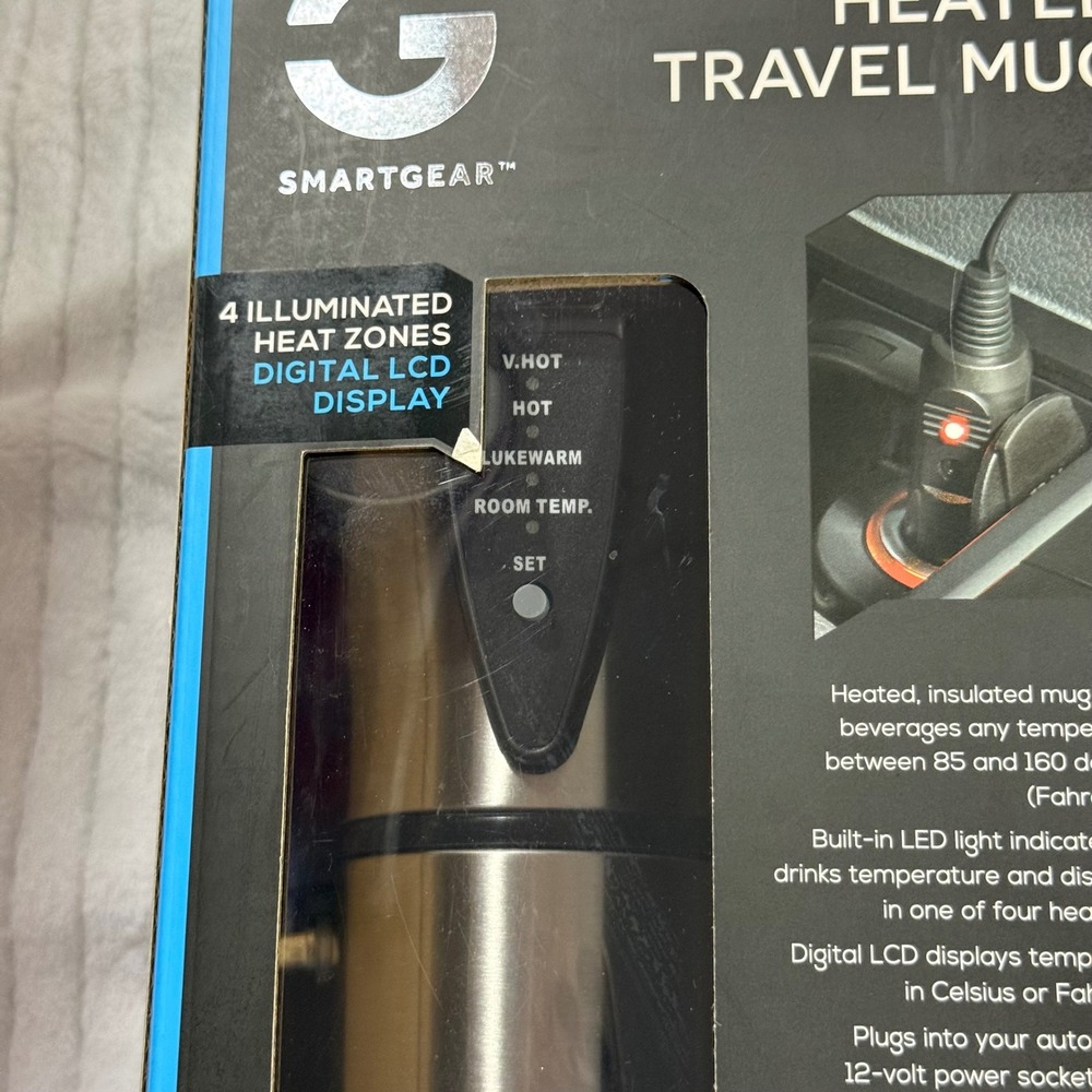 Smartgear 12 Volt Digital Heated Travel Mug Stainless Steel Car Charger New - Picture 4 of 6